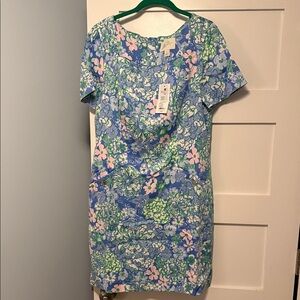 Lilly Pulitzer Short Sleeved Blue Floral Mini Dress
